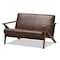 Baxton Studio Bianca Walnut Wood Dark Brown Distressed Faux Leather 2-Seater 140-7545 - alternate 1